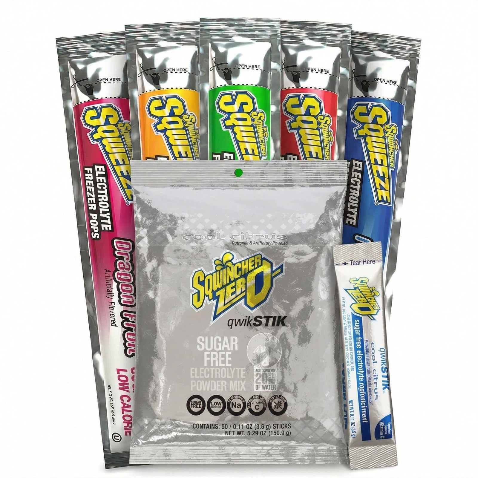 Sqwincher Bundle: (50) Cool Citrus Zero Qwik Stiks (20oz Yield) & (50)…