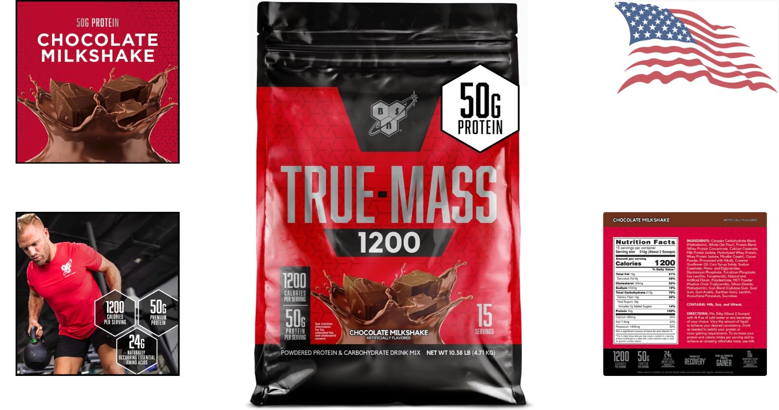 TRUE-MASS 1200 Weight Gainer: Protein Matrix – Caloric Support – 10.38 Pound