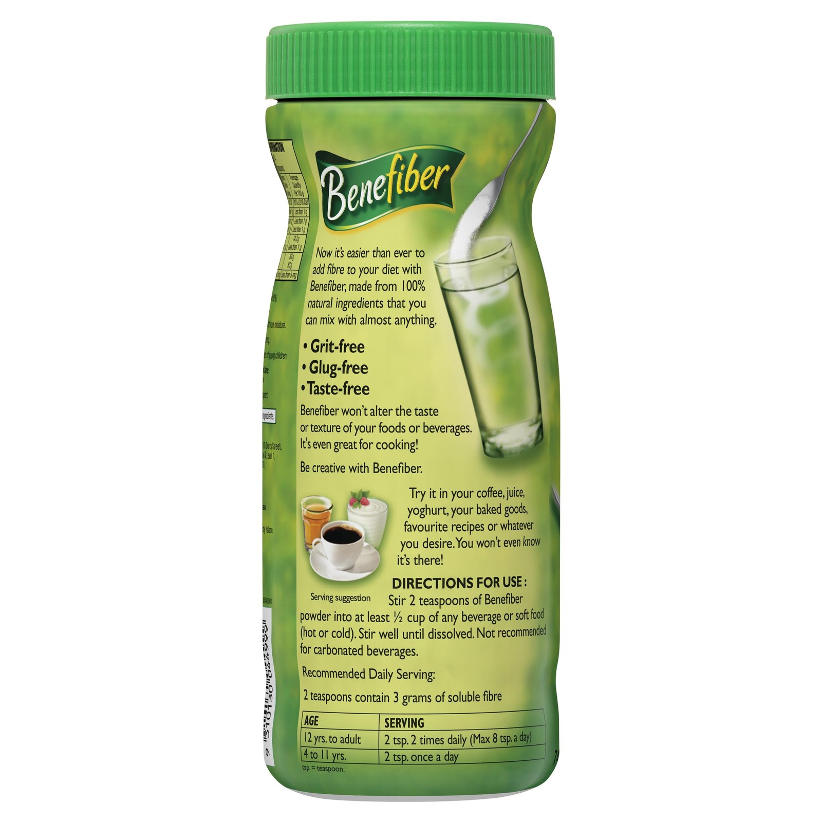 Benefiber Taste-Free, Sugar-Free Fiber Supplement 9.2 Ounce (Pack of 1), Ice