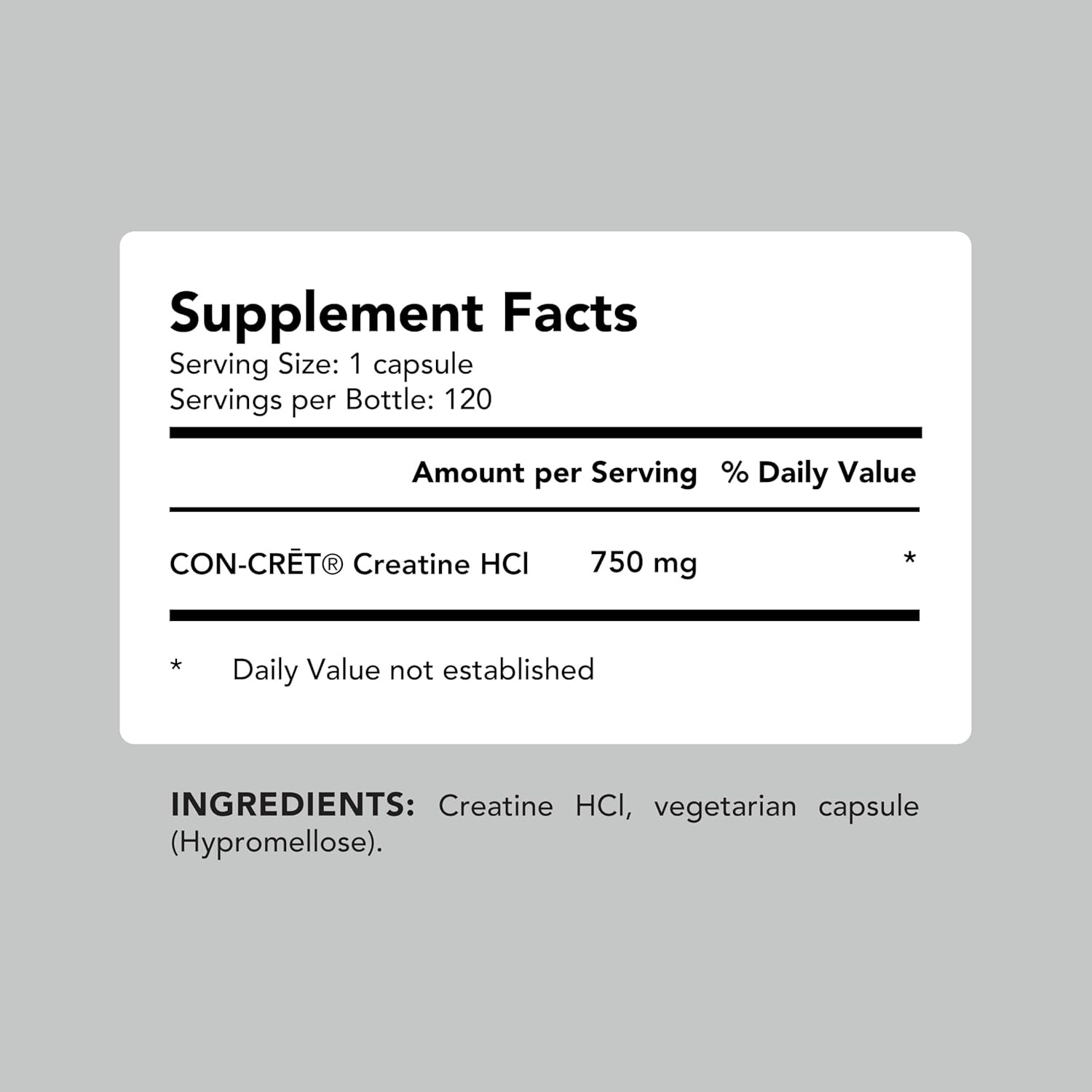 Creatine Hcl Pills. American Made CON-CRET. 120 Capsules, 4-Month Supply. 7X Con
