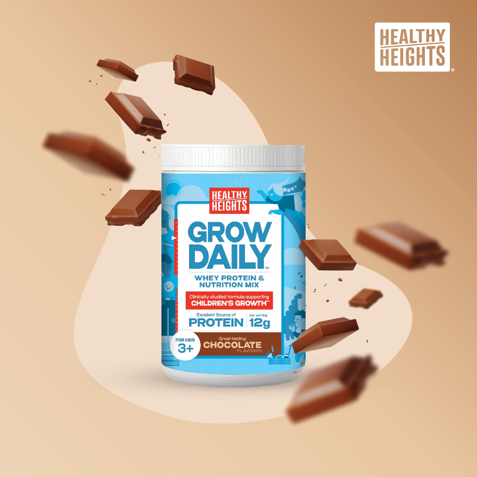 Healthy Heights Grow Daily Kids Protein Drink Mix (Chocolate) – High Protein …