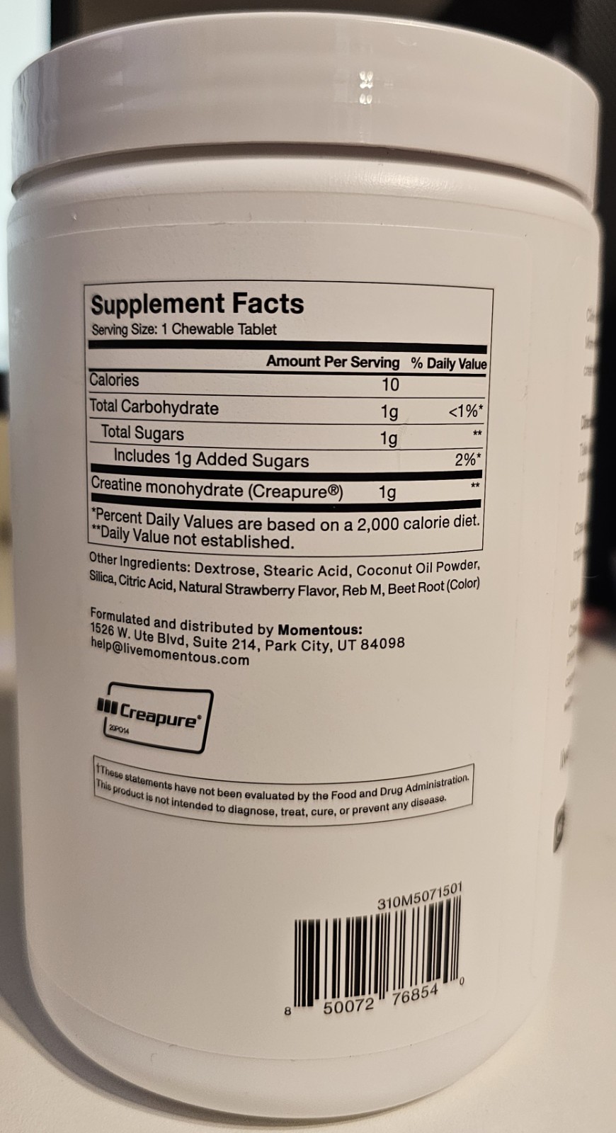 Momentous Creatine Chews Strawberry