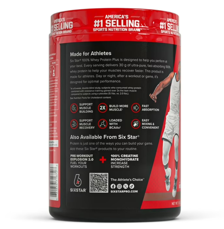 Six Star 100% Whey Protein Plus Triple Chocolate 30g Protein 1.81lb