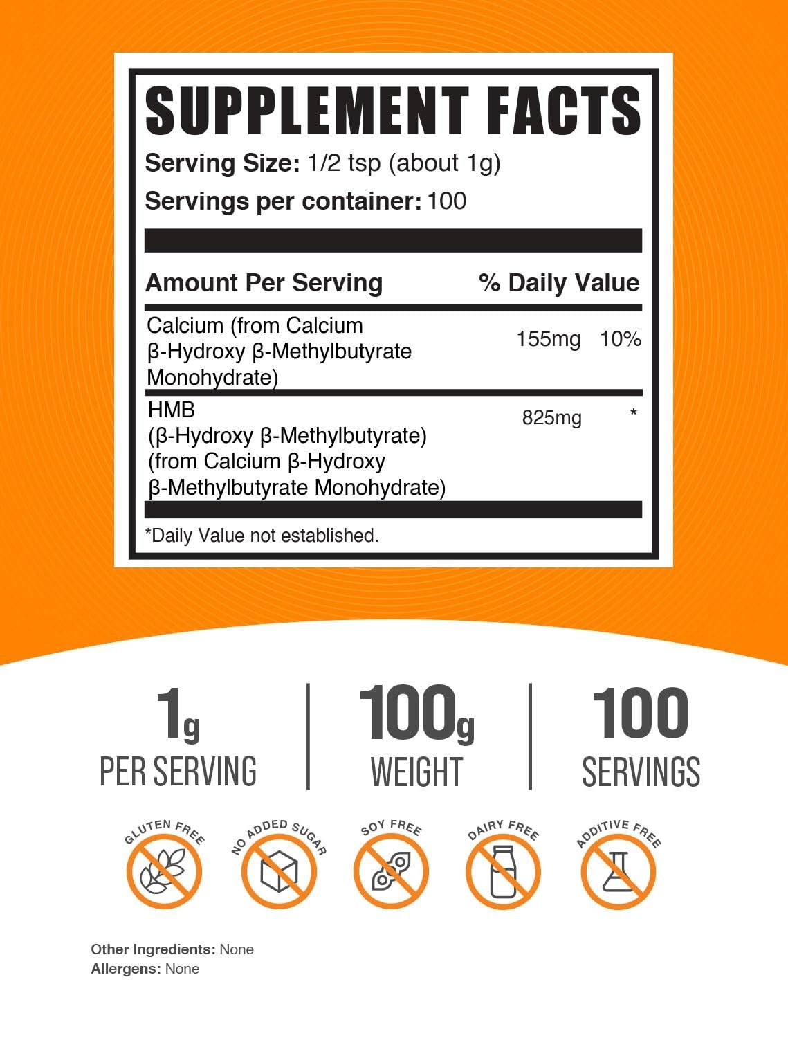 HMB Powder Supplement – Calcium HMB, Beta-Hydroxy Methylbutyrate, Gluten-Free, 1