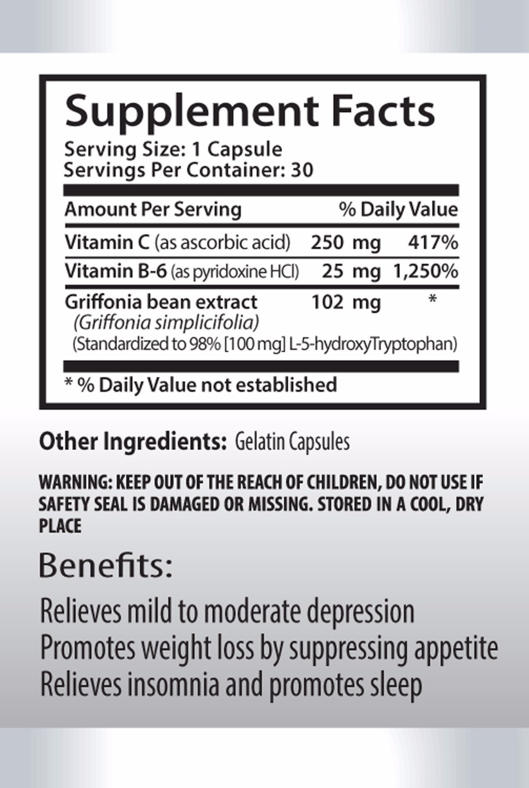Griffonia Bean Powder – L-5-HTP 377mg. – Supporting A Positive Mood 3B
