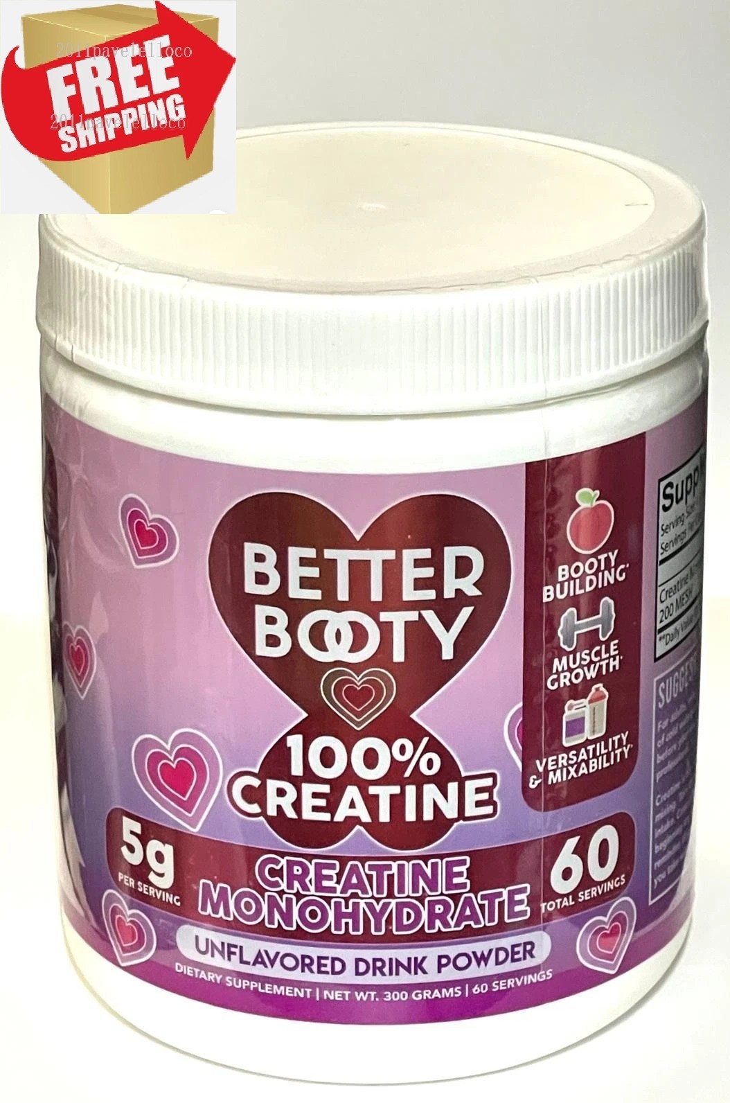 100% Creatine BETTER BODY Unflavored Drink Powder – 60 servings x 5g