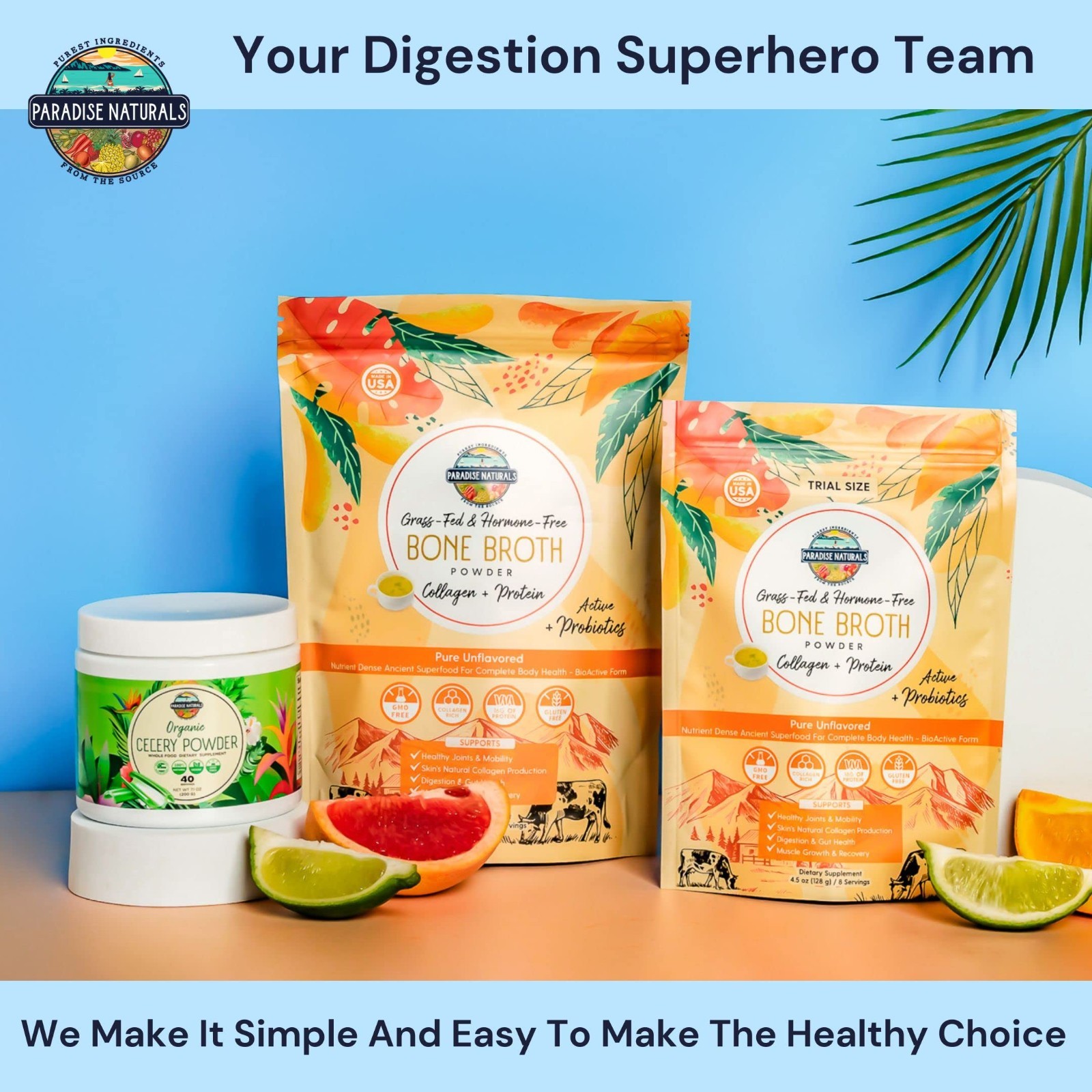 100% Grass-Fed Chocolate Bone Broth Protein Powder with Trial (8 Servings)