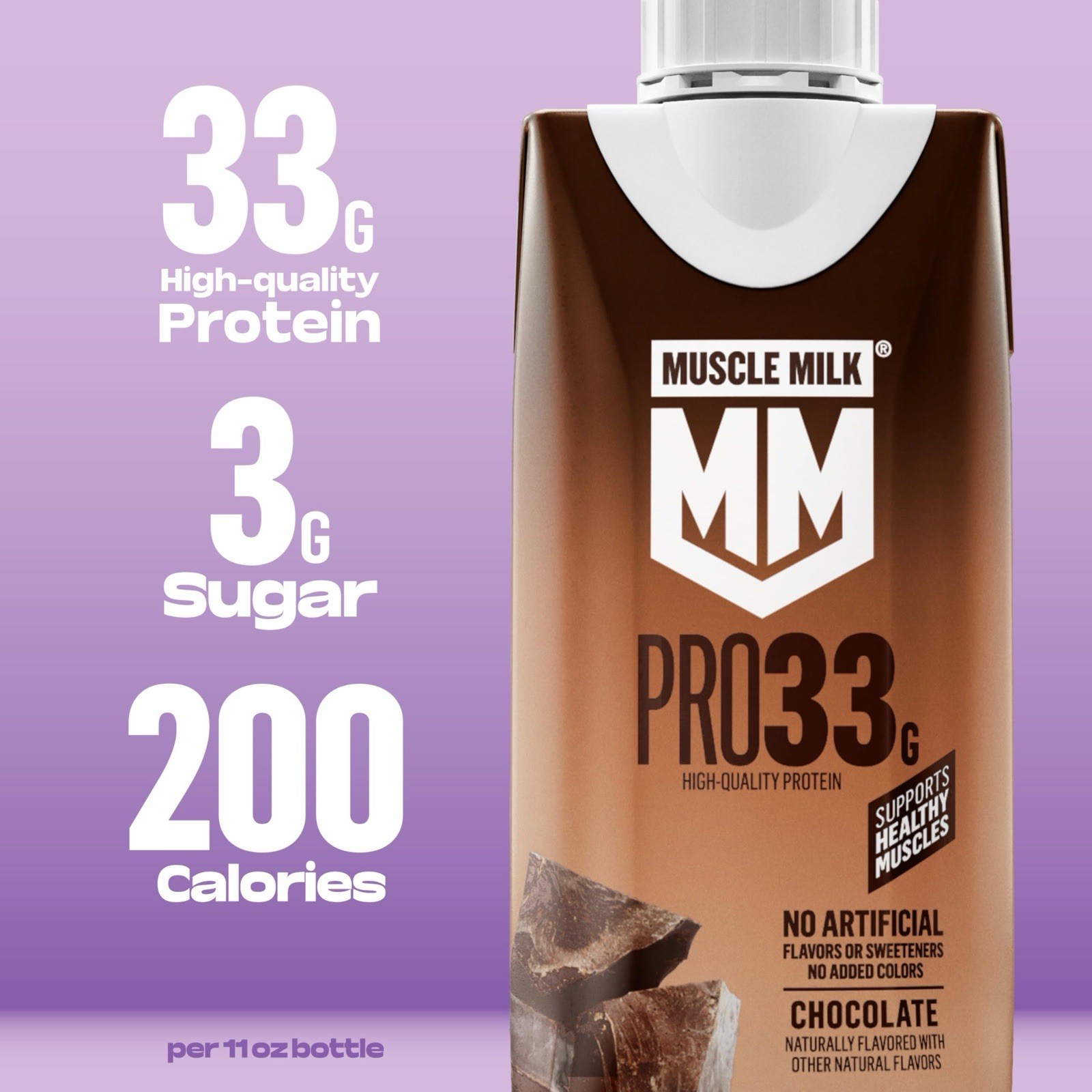 Muscle Milk Pro High Protein Shake, Chocolate 🍫 11 fl oz Cartons, (12 Pack)