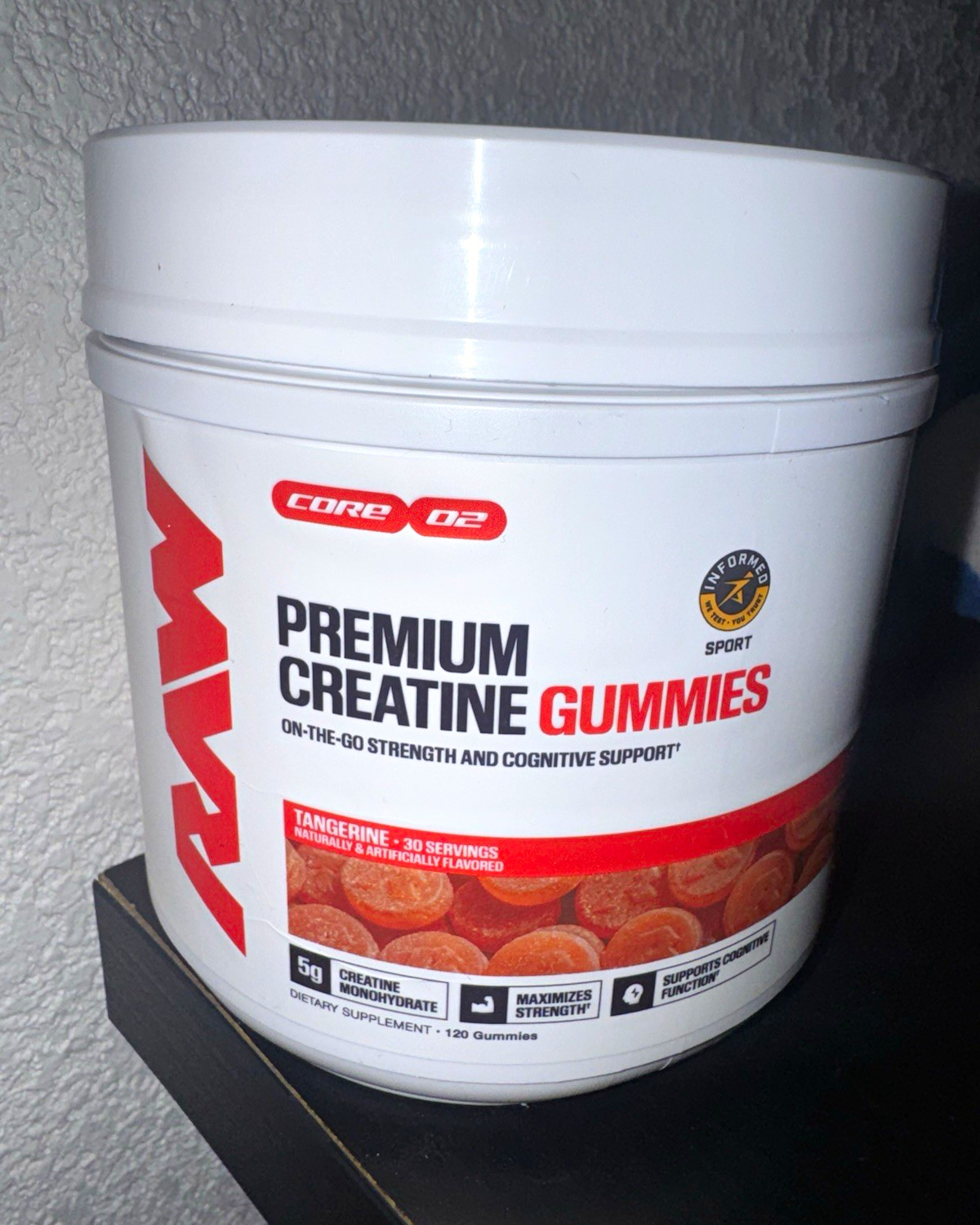 RAW Core Premium Creatine Gummies Tangerine 120ct 5g 30 Servings Pre/Post