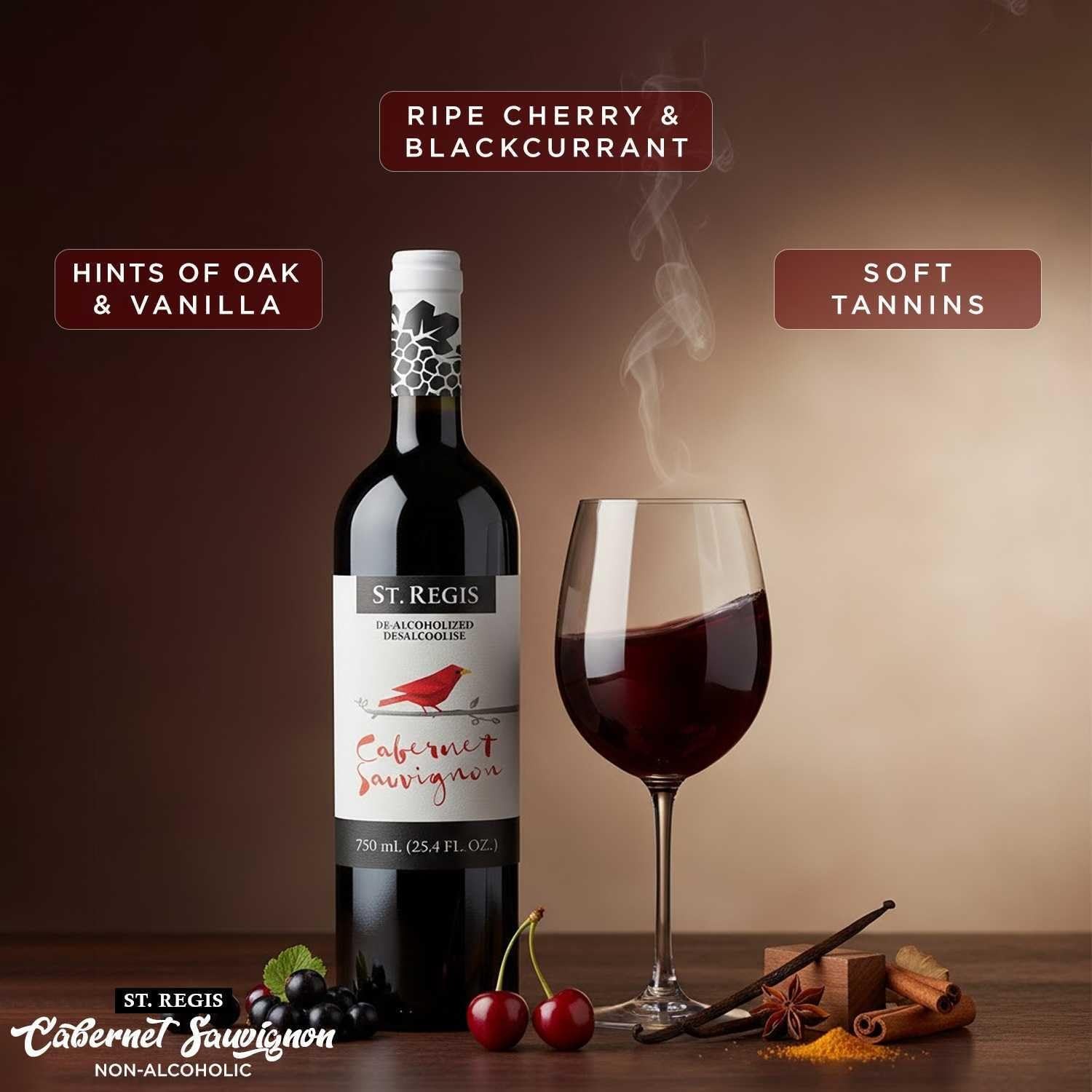 De-Alcoholized Cabernet Sauvignon Wine Bottle 25.4 Fl Oz (1 Pack) – Low Calorie
