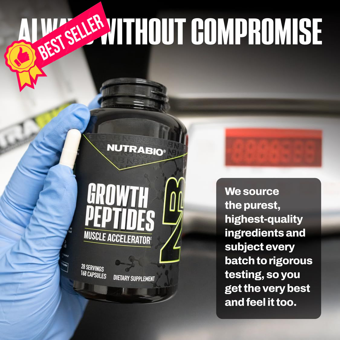 NutraBio Growth Peptides |Muscle Accelerator 196 Count (Pack of 1), No Color