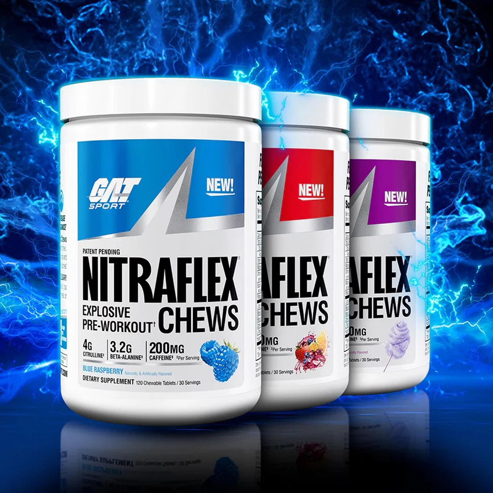 Nitraflex Performance Pre-Workout Chews – Blue Raspberry, 40 Count, 10 Servings