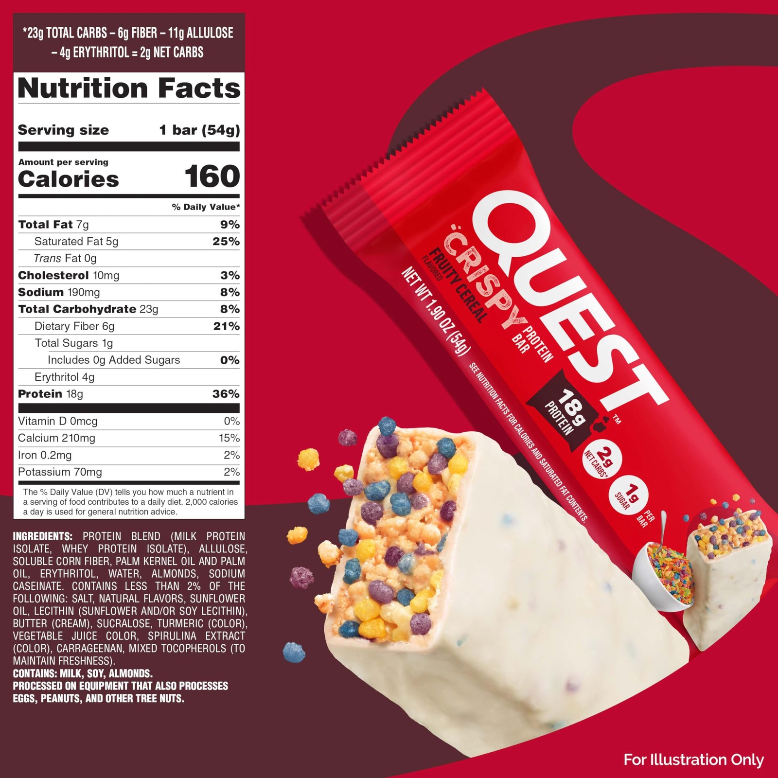 Quest Nutrition Crispy Protein Bar, Fruity Cereal 12 Count (Pack of 1)