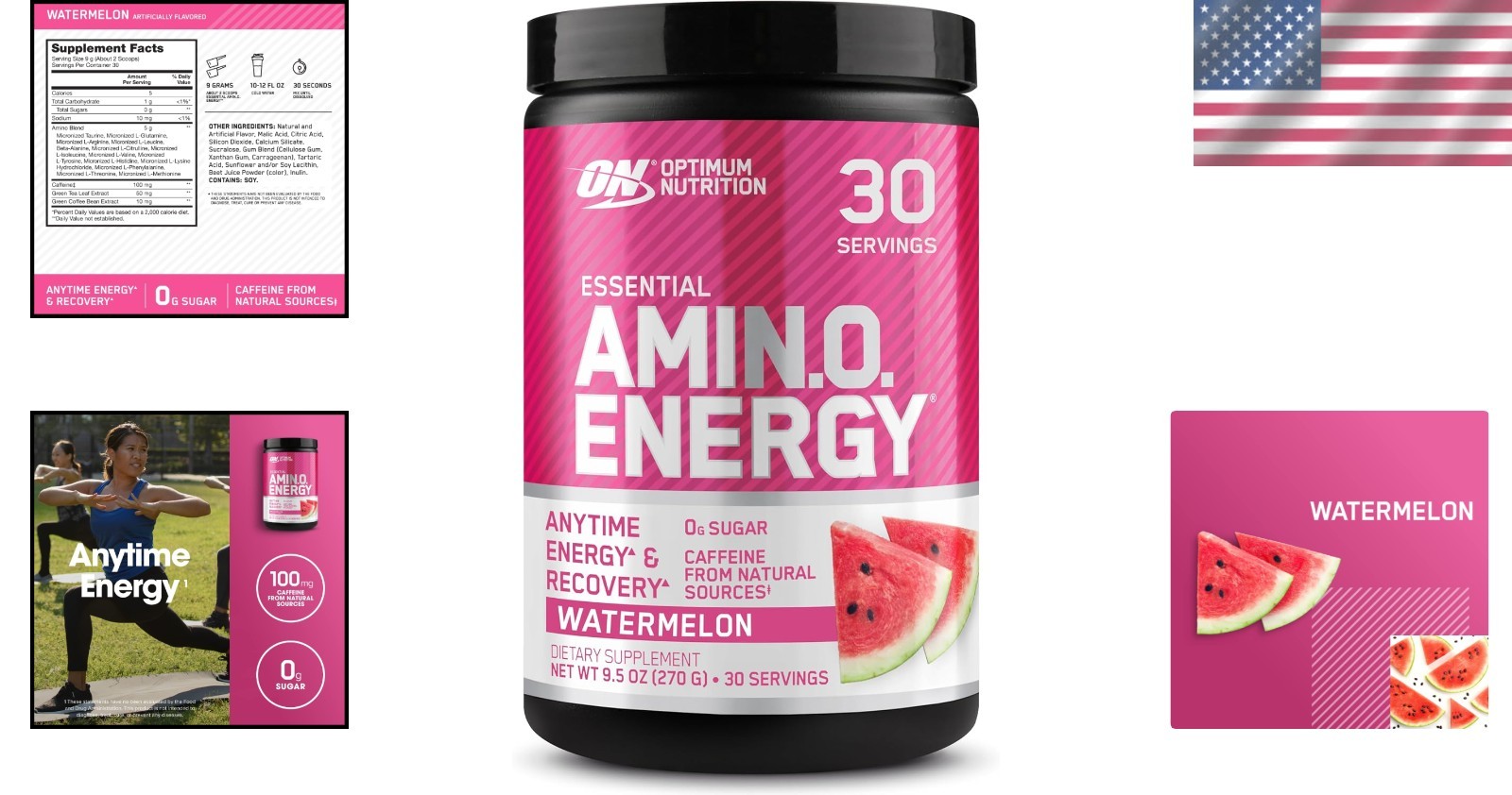 Amino Energy Pre Workout Powder – Watermelon Flavor, 30 Servings, Keto Friendly