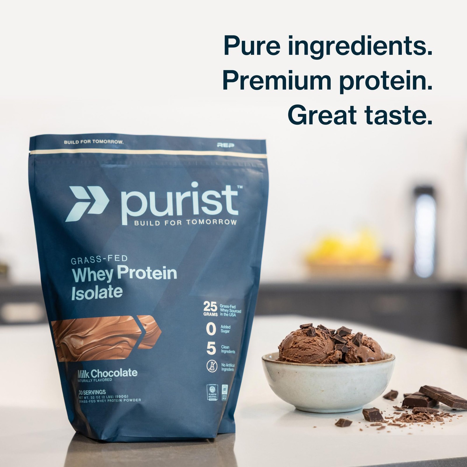 PURIST REP Whey Protein Powder, Premium Milk Chocolate Grassfed Isolate,Worko…
