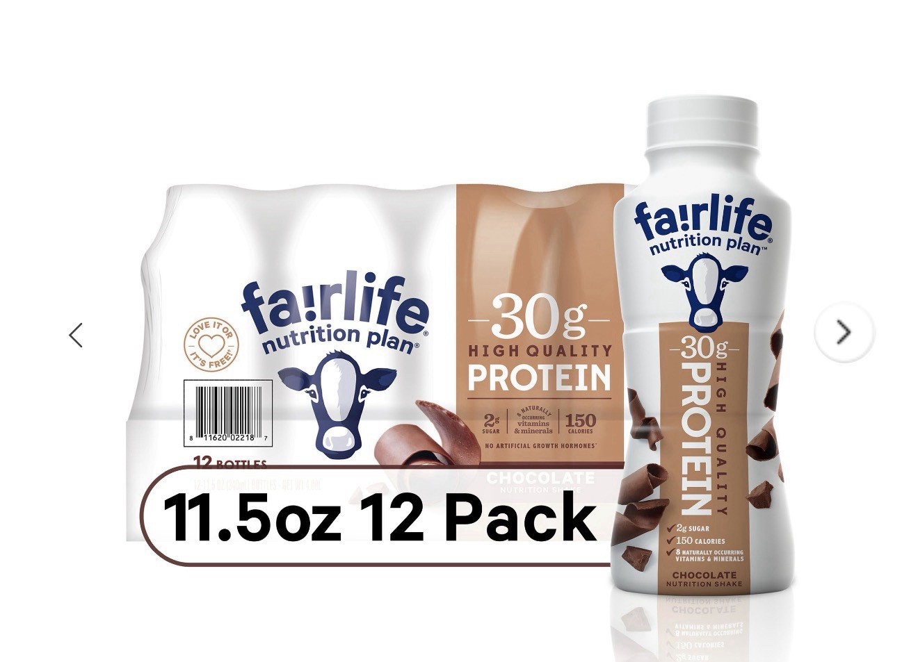 Fairlife Nutrition Plan Chocolate High Protein Shake 30g 11.5oz 12 Pack