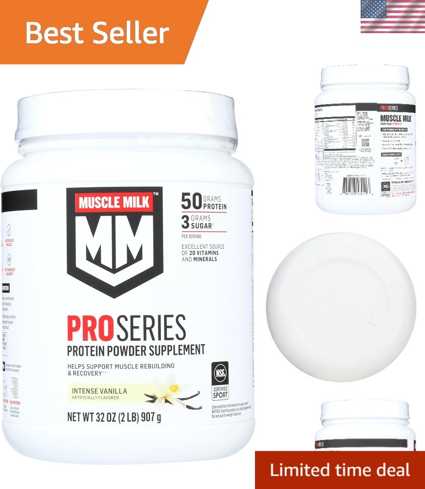 Lean Muscle Protein Powder – 2 lbs Intense Vanilla Flavor, 50g Protein per Scoop