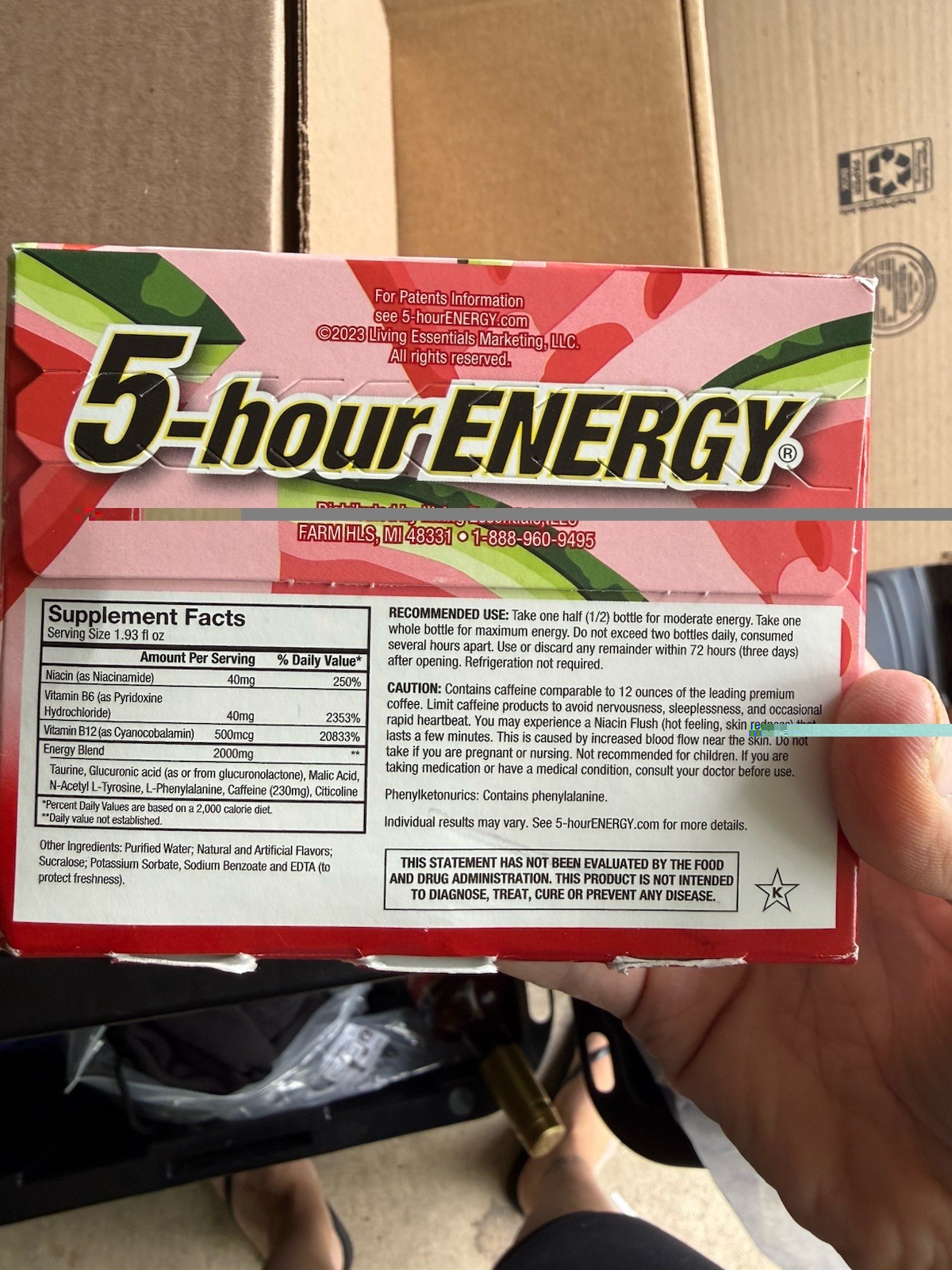 6 Pack Of Watermelon Flavor Extra Strength 5-hour ENERGY Shots Exp 01/2027
