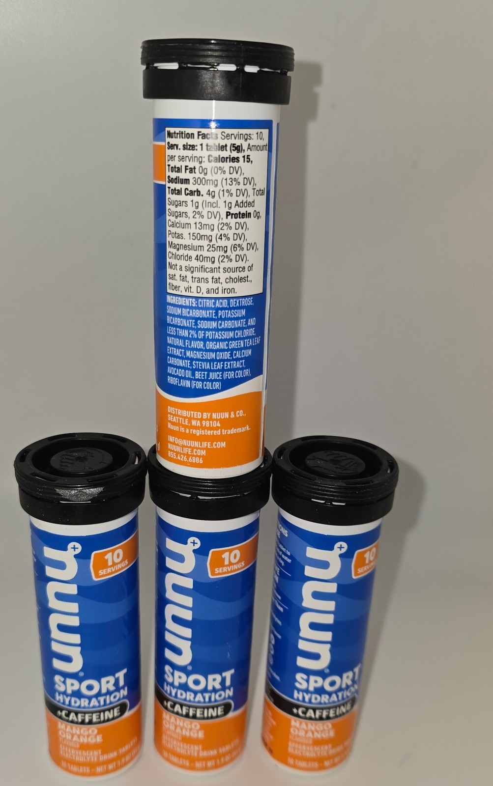 4 Pack Nuun Sport Hydration Caffeine Mango Orange 10 Tablets Ea Exp 03/27