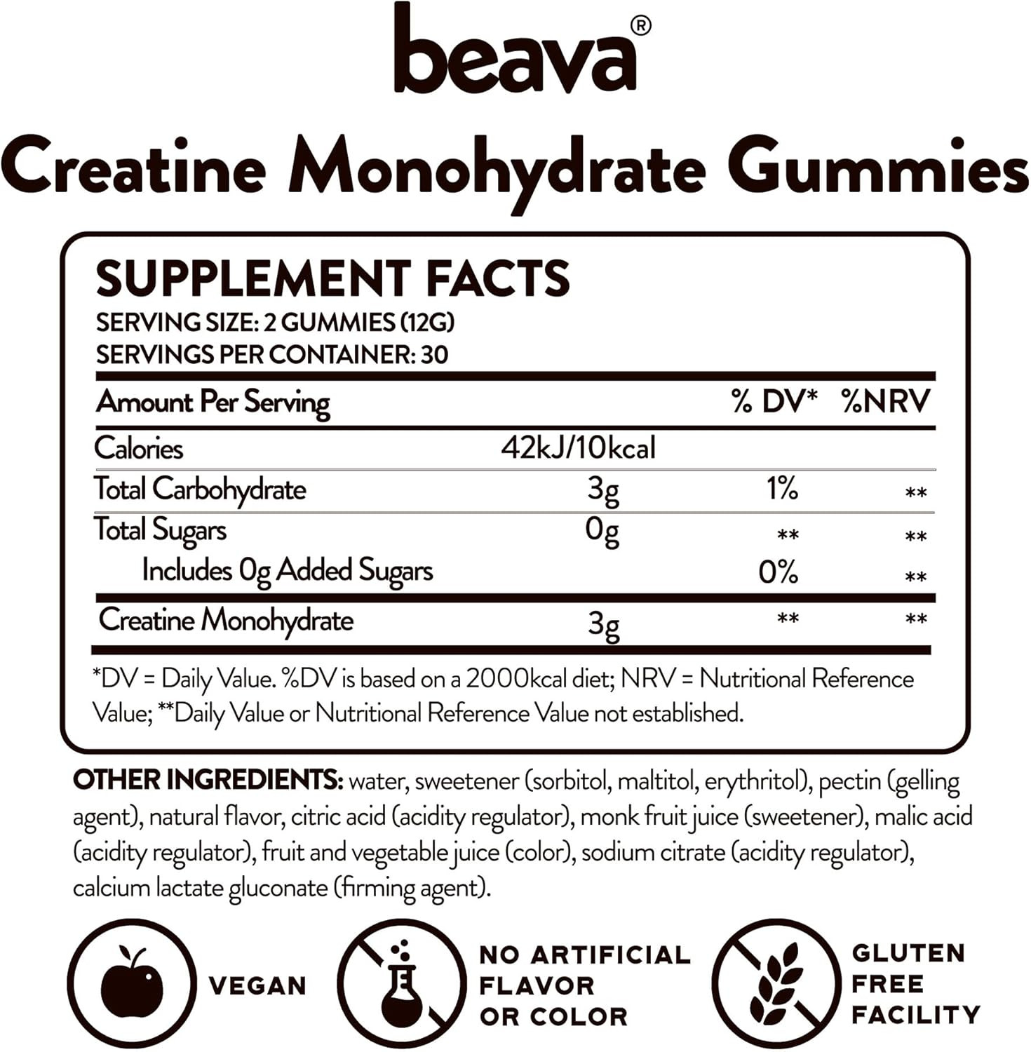 Creatine Monohydrate Gummies – 30 Servings – Vegan Creatine Chews for Muscle Gro