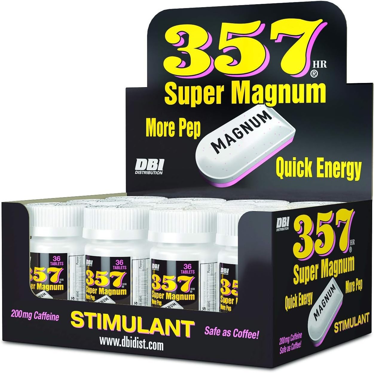 Super Magnum Stimulant 200mg Caffeine Tablets, Pack of 12