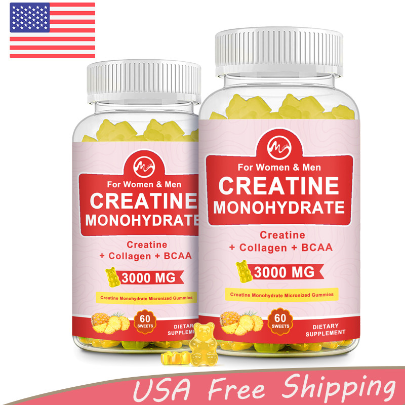 Creatine Monohydrate Gummies 3000mg Strength Energy Muscle Health Women Men