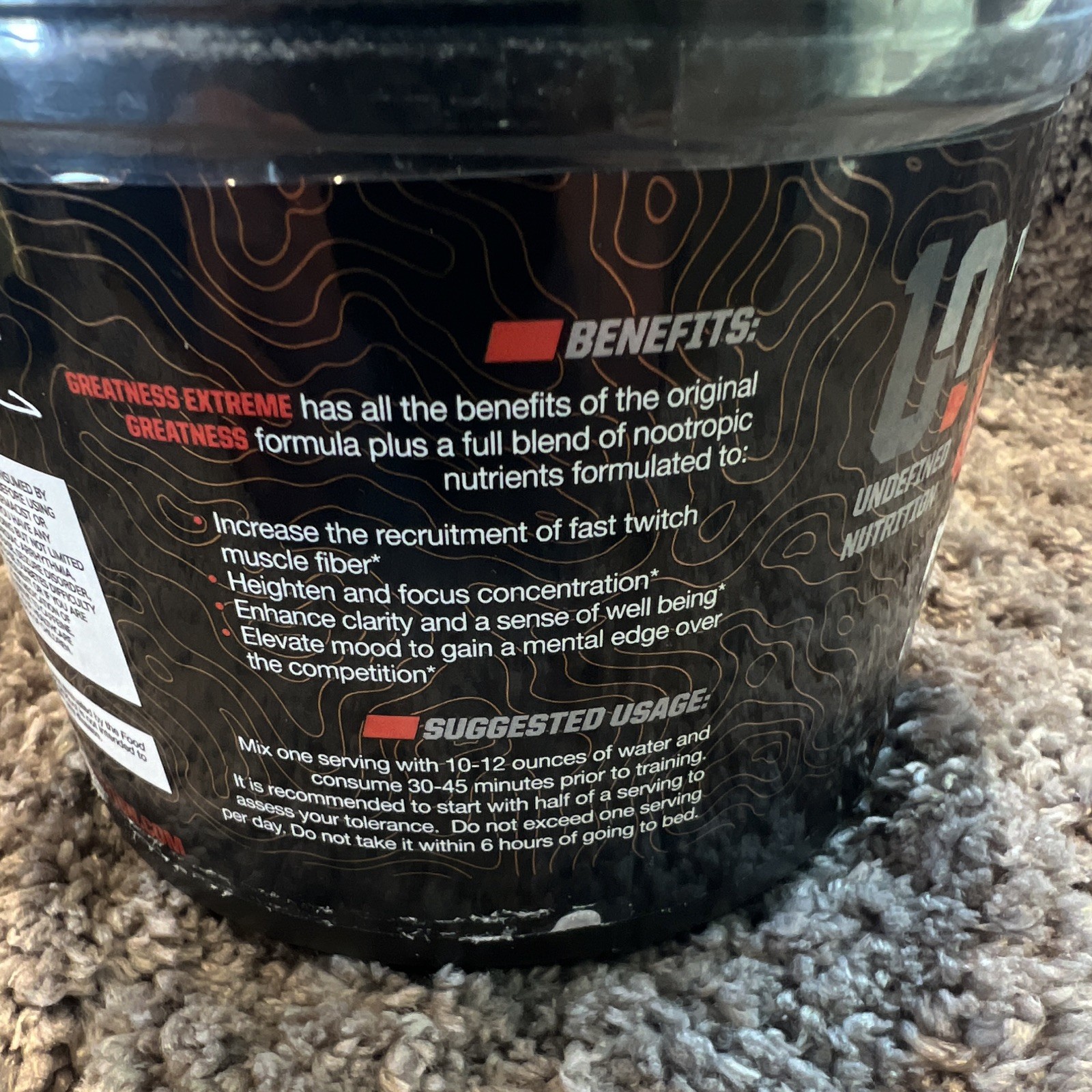 Undefined Nutrition Greatness Extreme Pre-Workout 17.6 oz 20 Serv Strawberry
