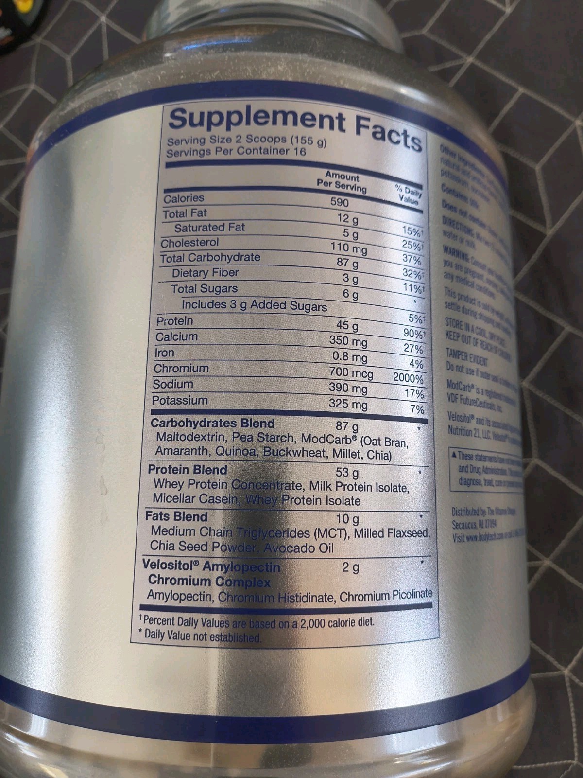 Bodytech Prime Gainz High Protein Weight Gain Powder Vanilla 5.47lb Bb 5/9/26