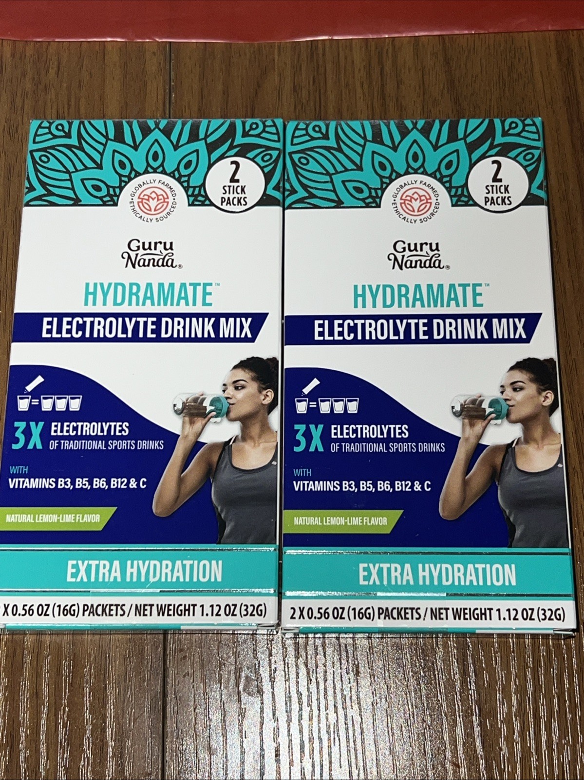 Guru Nanda Hydramate Electrolytes Drink Mix Extra Hydration W/ Vitamins 2 Boxes.