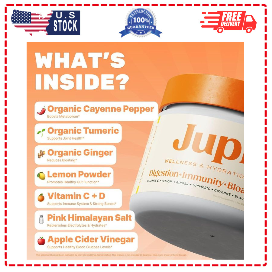 Jupi Hydration Powder Turmeric & Ginger, Vitamin C, Citrus, 30 Servings