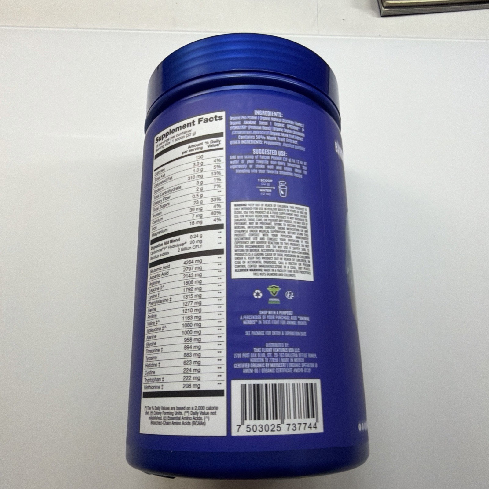 Birdman Falcon Organic Chocolate Plant Protein Powder 1.32 Lbs