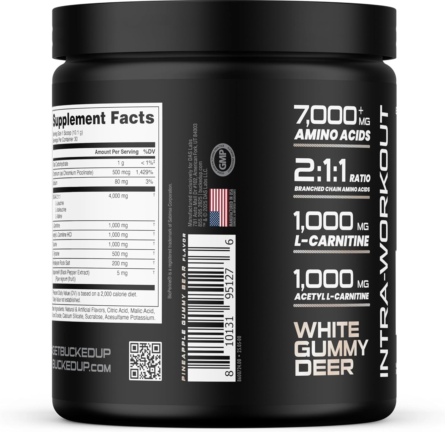 Bucked Up Racked White Gummy Deer | Intra Workout BCAA 211 Formula with L Car…