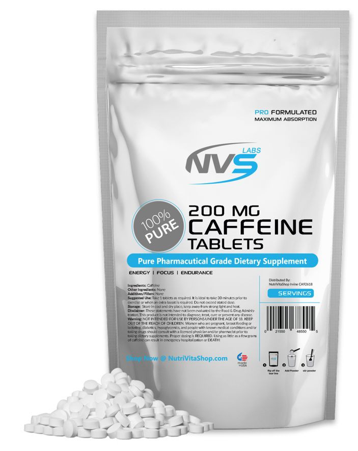 200 CAFFEINE TABLETS 200mg STRENGTH NVS LABS