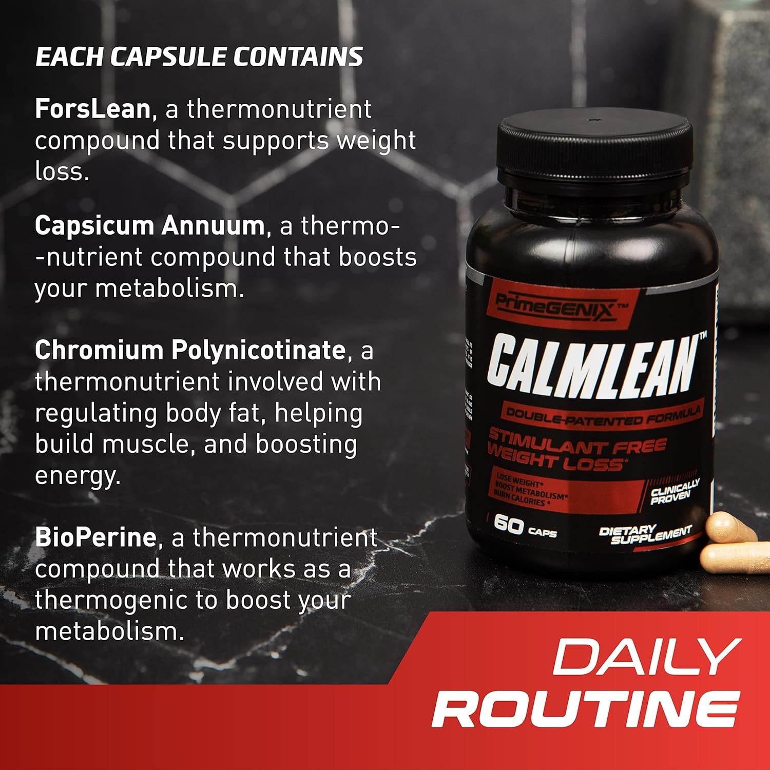 PrimeGENIX CalmLean Stimulant, Free Fat Burner, Weight Loss