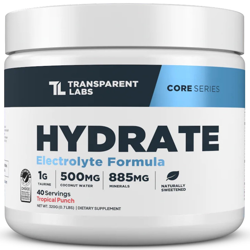 Transparent Labs Hydrate Naturally Sweetened Electrolytes Powder – Hydration