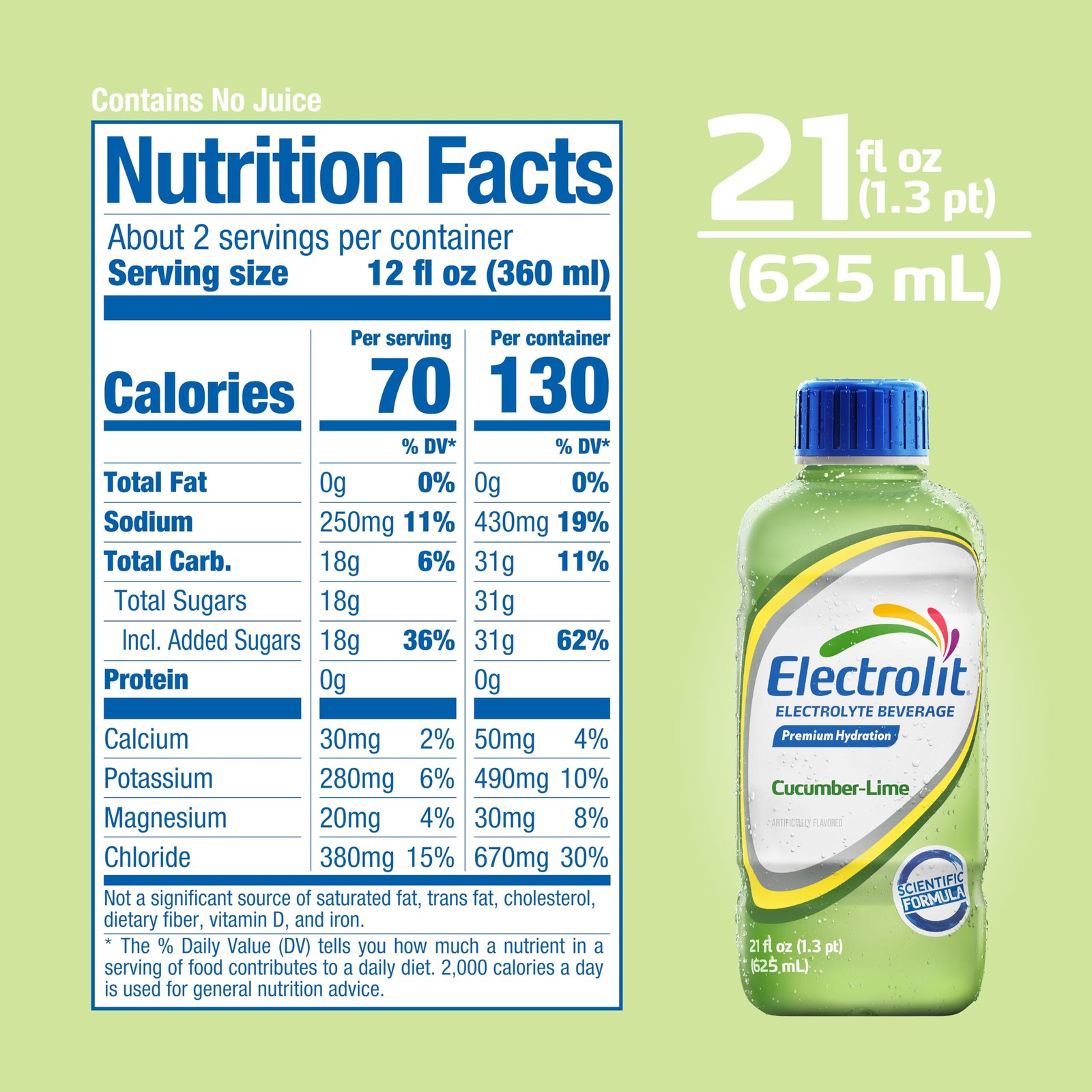 Electrolit, Electrolyte Beverage, 21 FL Oz (Pack of 12), Cucumber-Lime