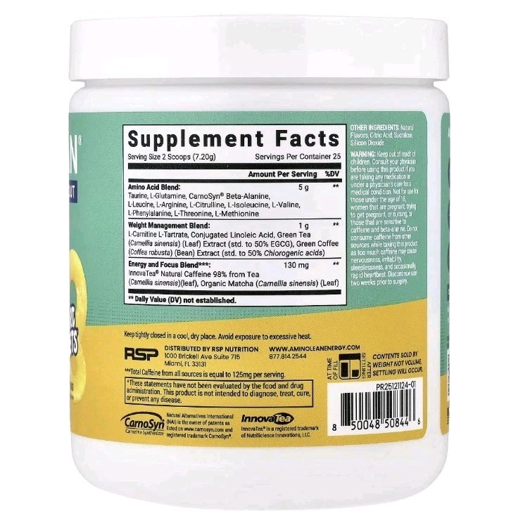 RSP Nutrition AminoLean x Smart Sweets Pre-Workout Energy Supplements Peach Ring