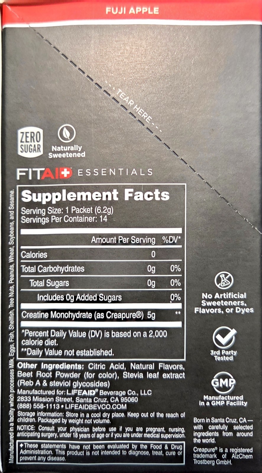 FITAID Essentials Creatine Monohydrate Fuji Apple Flavor 5g/Stick 14 – Brand New
