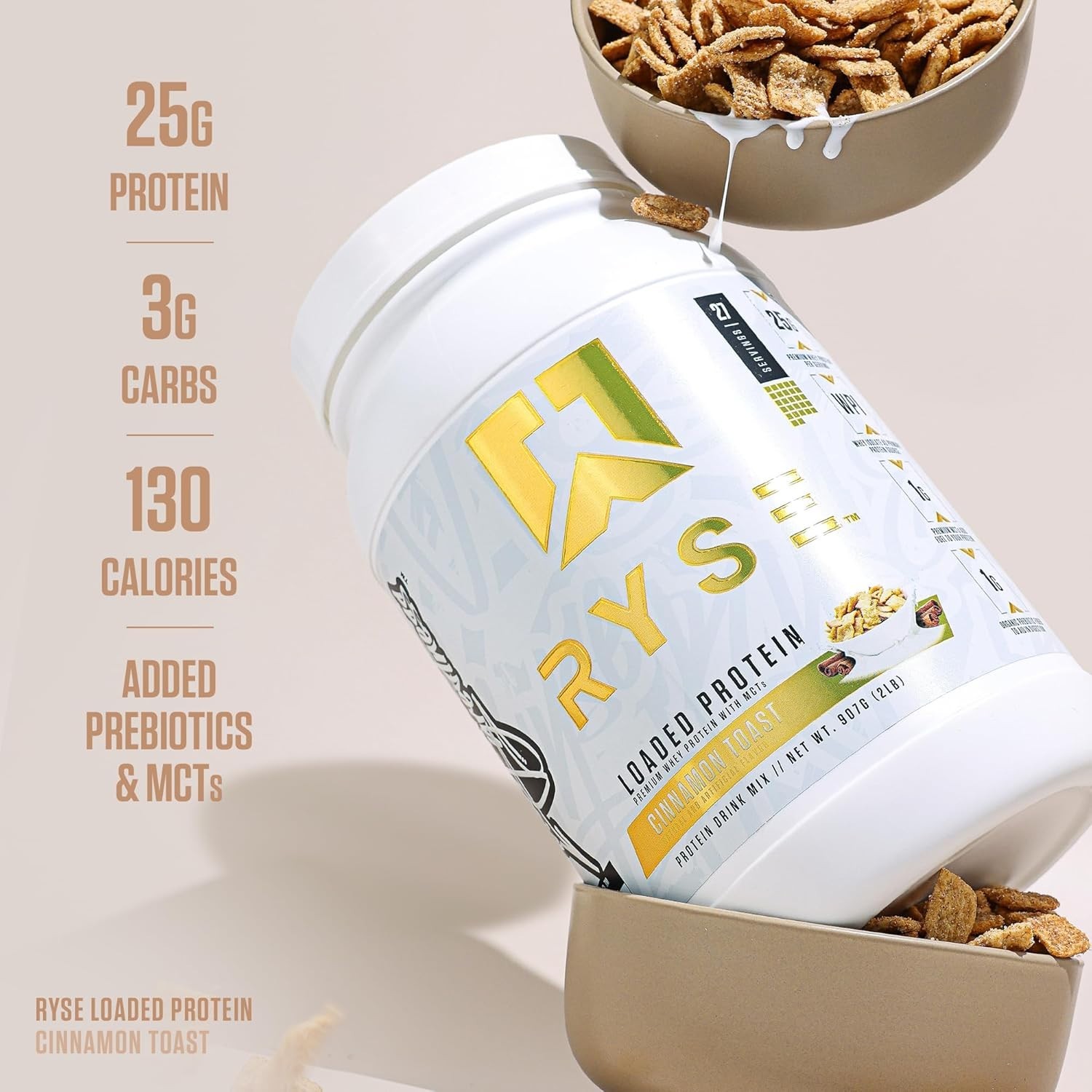 Whey Protein Powder Cinnamon Toast 25g Isolate Concentrate Prebiotic Fiber MCT