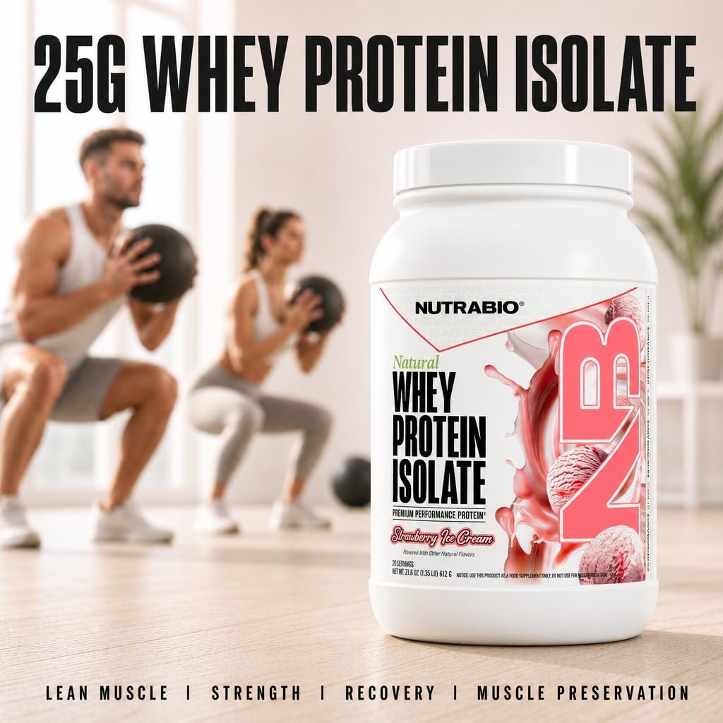 NutraBio 25g Natural Whey Protein Isolate Powder Complete Protein Supplement