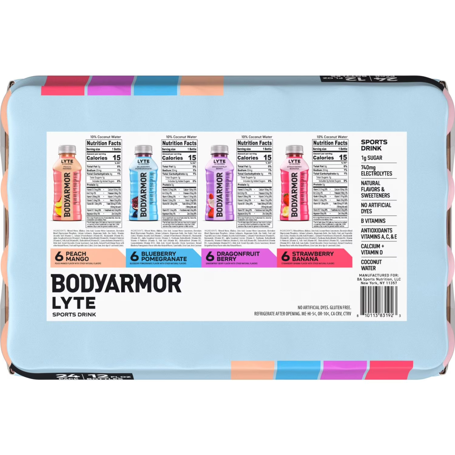 BODYARMOR LYTE Sports Drink Variety Pack, 12 fl. oz., 24 pk.- Low Calorie Drinks