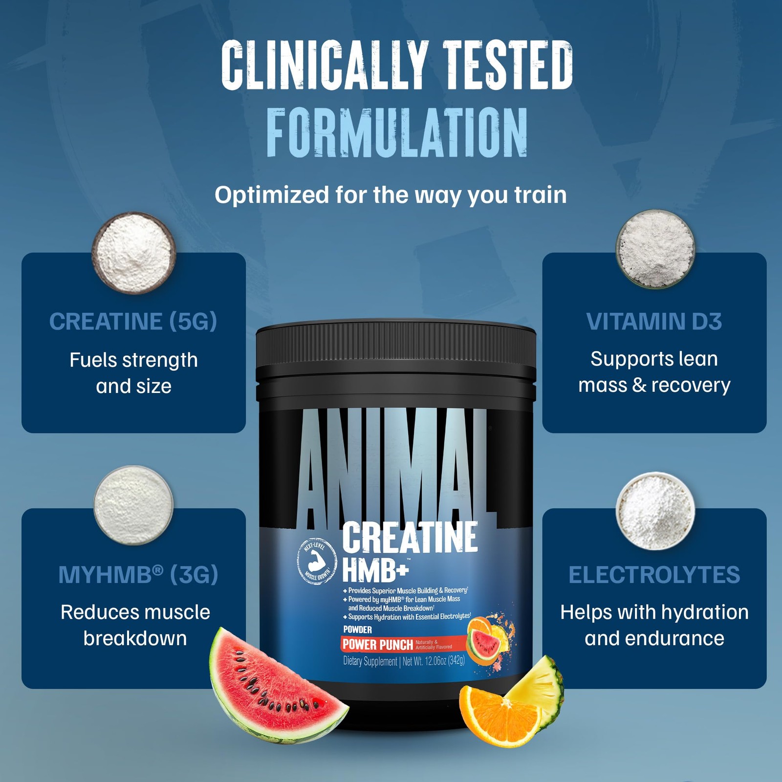 Animal Creatine HMB Powder – 3g myHMB + 5g with 30 Servings, Red