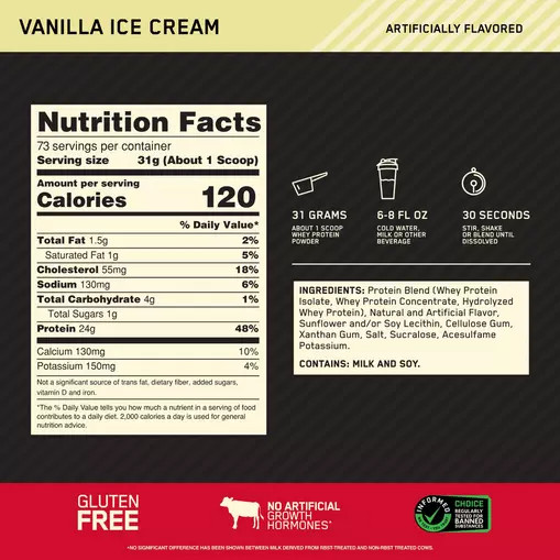 Optimum Nutrition ON Gold Standard Whey Protein Powder 5LB Choose Flavor ISO-100