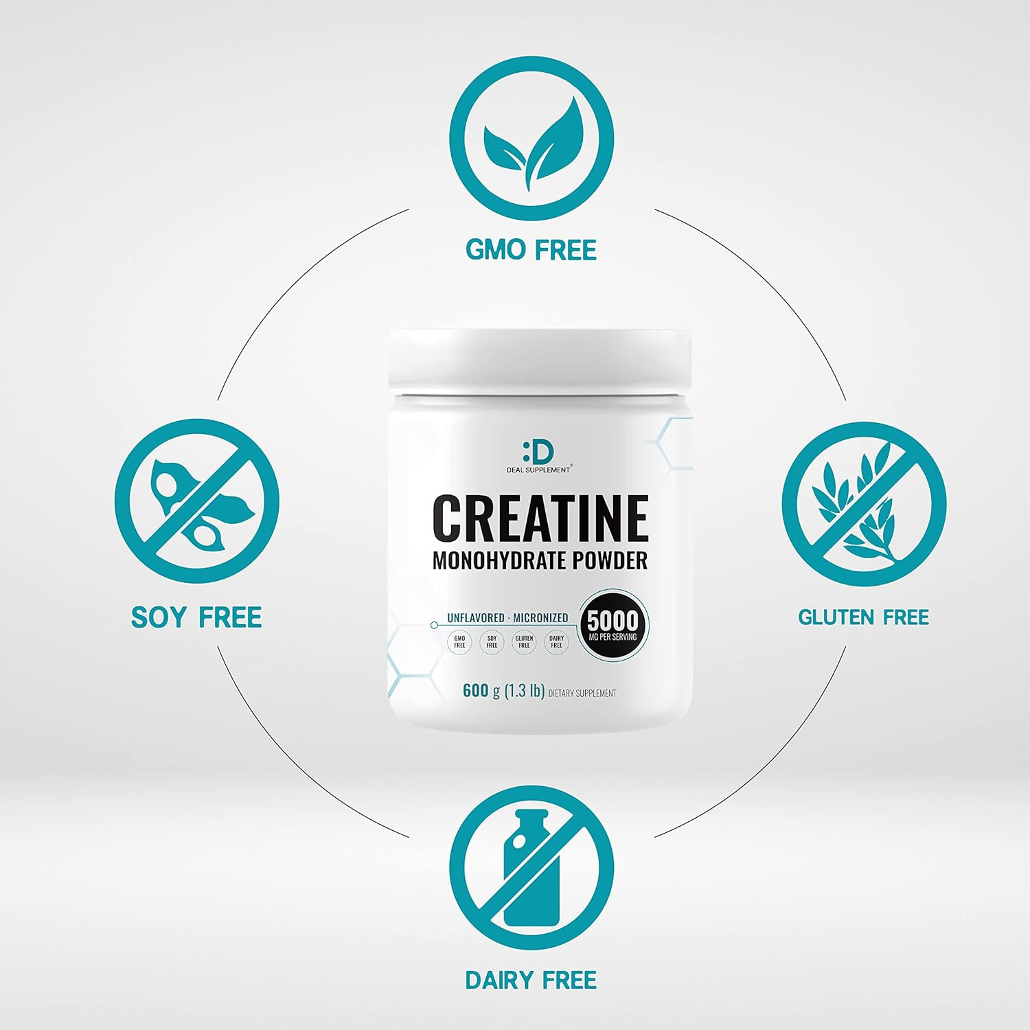 Creatine Monohydrate Powder 600 Grams (1.32Lb), Unflavored | Pure | Micronized