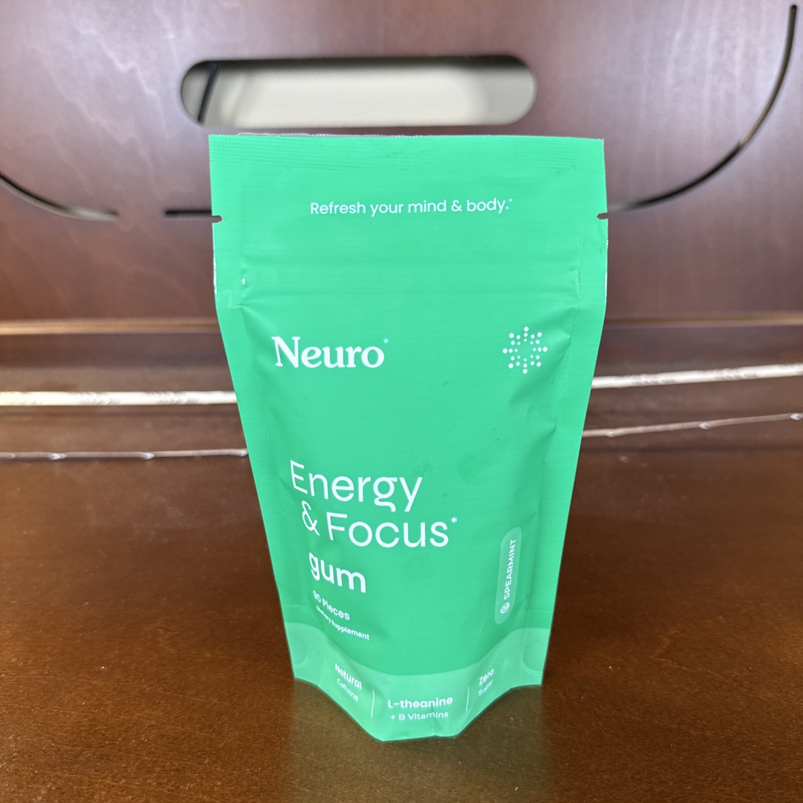 Neuro Energy & Focus Gum – 40mg Natural 90 Count (Pack of 1), Spearmint