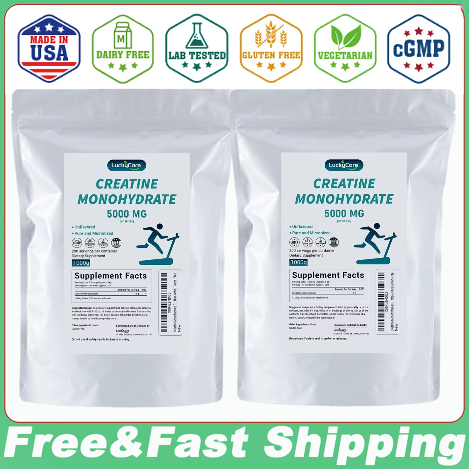 Pure Creatine Monohydrate: 4.4 lb, Micronized Powder – 200 Servings of 5g Each