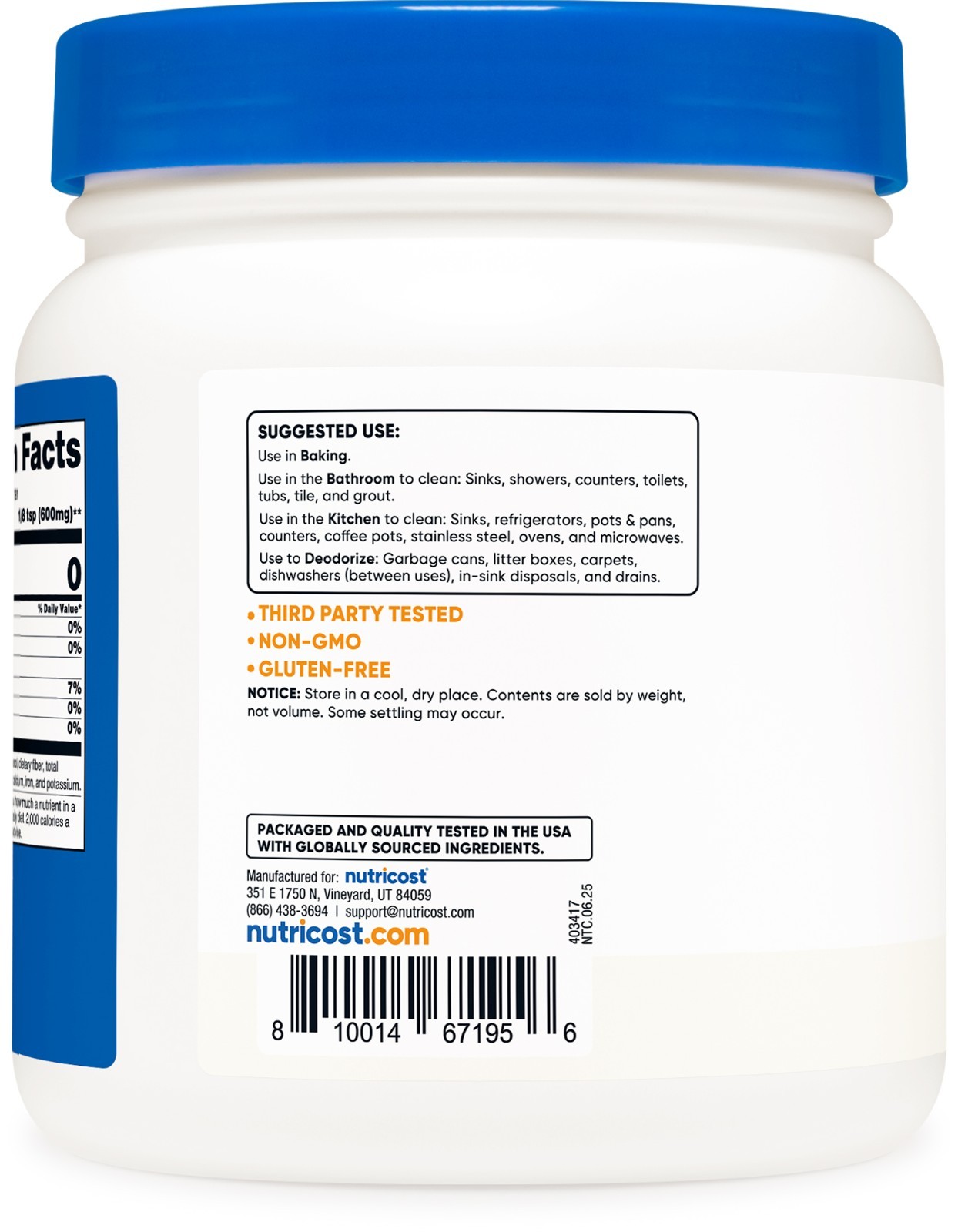 Nutricost Sodium Bicarbonate (2 LB) – 600mg Per Serving, Non-GMO, Gluten Free