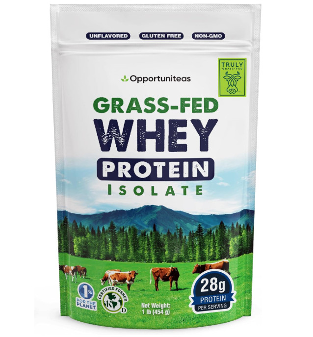 Grass-Fed Whey Isolate Protein Powder, Unflavored, 1 lb, 28g Protein