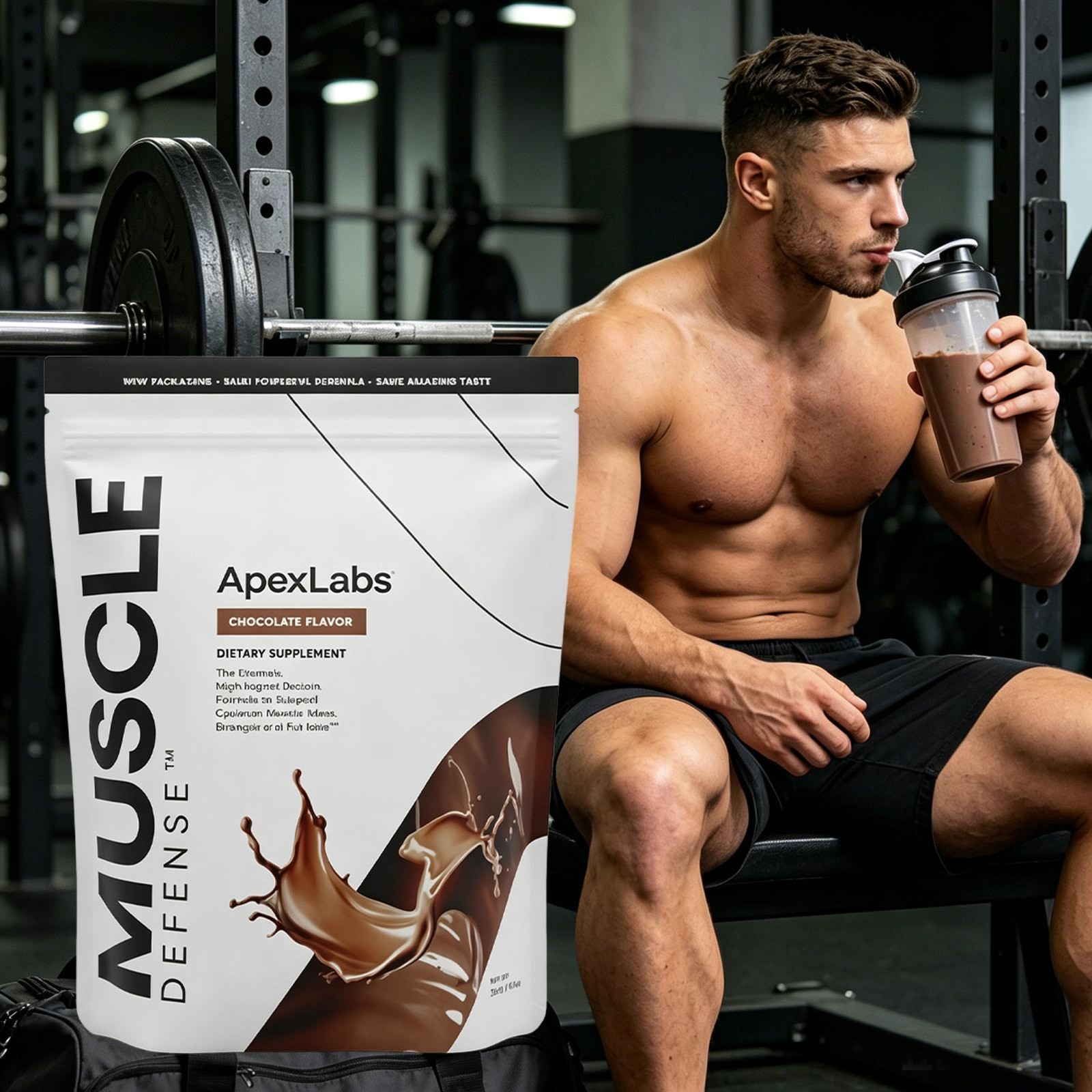 APEX LABS MUSCLE DEFENSE CHOCOLATE FLAVOR – 8.57 OZ – EXP 02/27 – NEW PACKING
