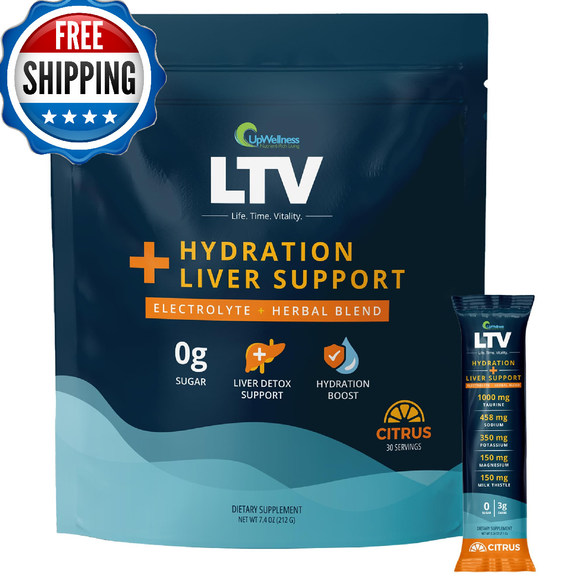 UpWellness LTV Liver Hydration Packets – Electrolytes Powder Packets for Instant